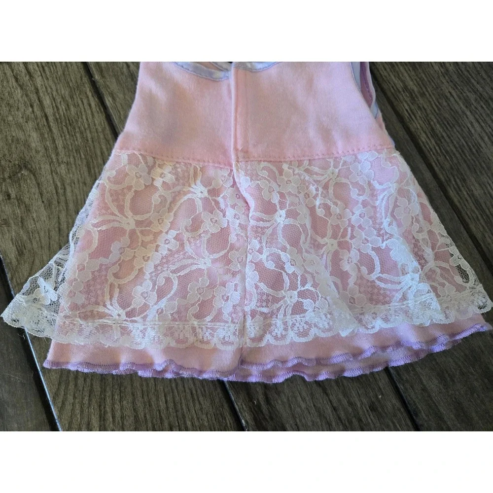 Vintage 2005 CPK Cabbage Patch Kids Pink & Purple Tank Top W/White Lace Overlay